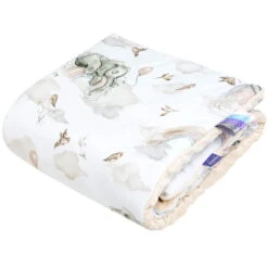 Paradis Des Éléphants & Ecru Minky Couverture De Bébé 75x100cm