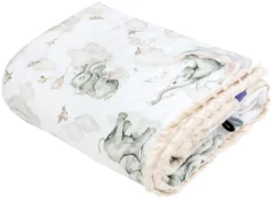 Paradis Des Éléphants & Ecru Minky Couverture Pour Enfants 100x140cm