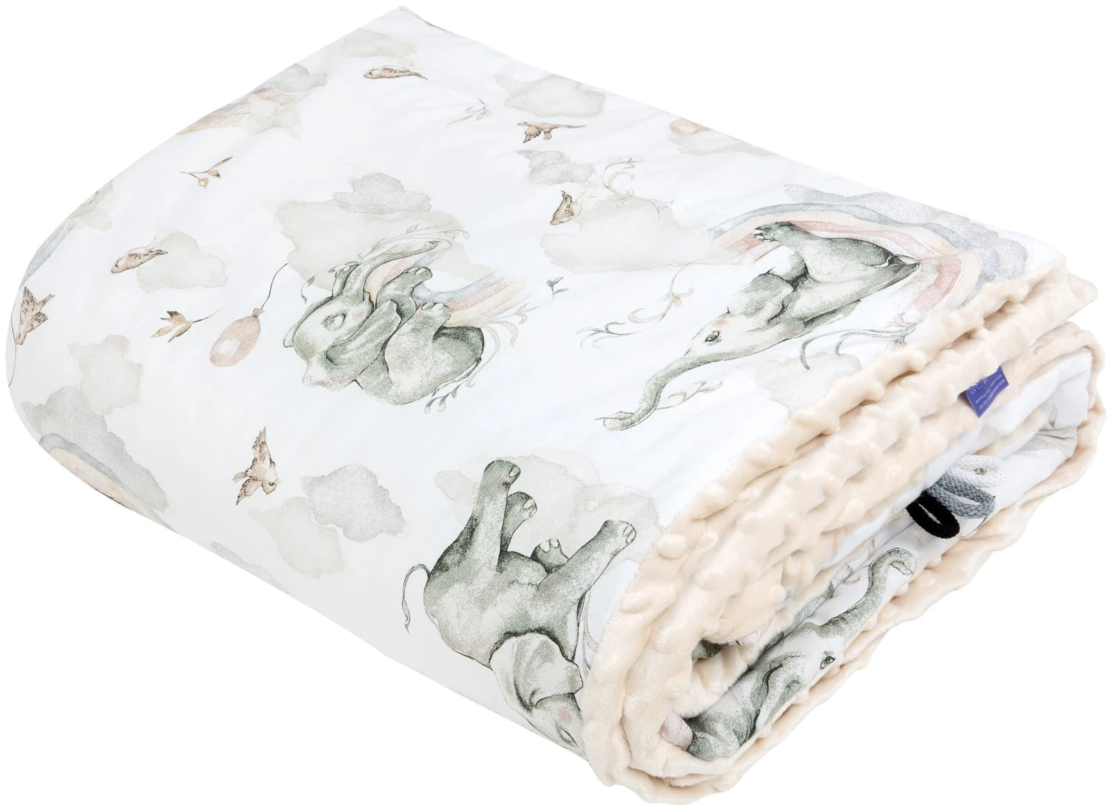 Paradis Des Éléphants & Ecru Minky Couverture Pour Enfants 100x140cm