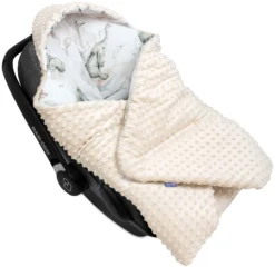 Paradis Des Éléphants & Ecru Minky Plaid Pour Siège Auto