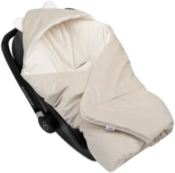 Couverture à Capuche Avec Oreilles Pour Siège De Voiture – Peluche écru & Velours écru