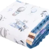 Voyage En Ballon Bleu & Denim Minky Poudré Couverture De Bébé 55x75cm