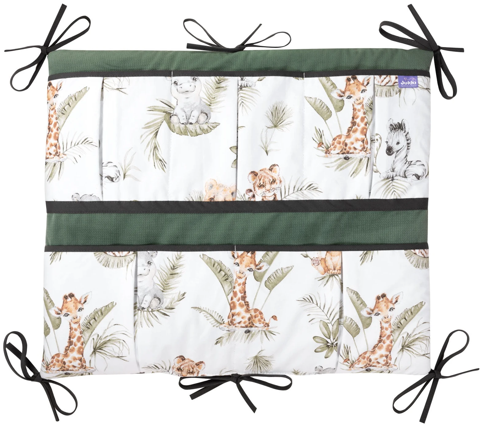 Amusement De La Savane & Velours Olive Organisateur De Lit Bébé