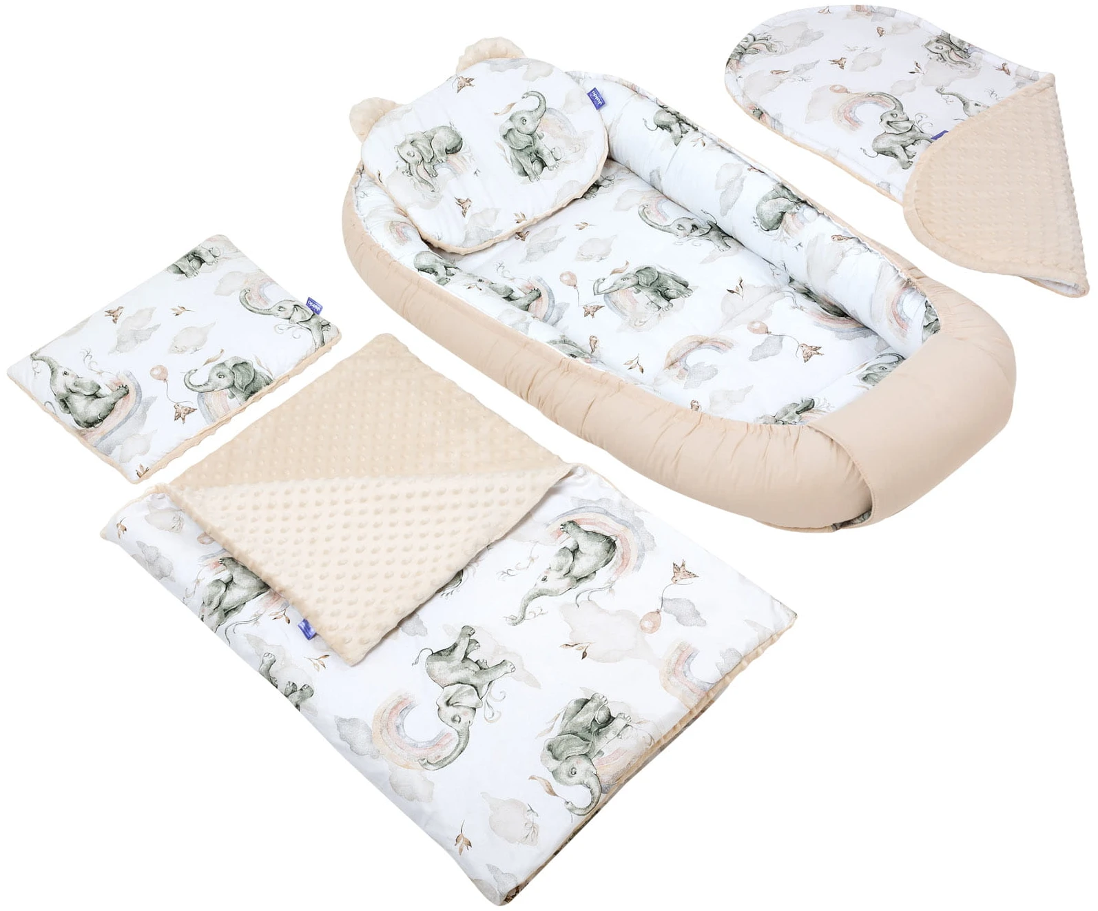 Paradis Des Éléphants & Ecru Minky D’émeraude Ensembles De 5 Pièces XXL 2 Paradis Des Éléphants & Ecru Minky D’émeraude Ensembles De 5 Pièces XXL – Image 2