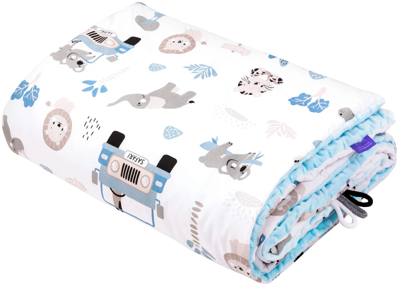 Safari Bleu & Bleu Minky Couverture Pour Enfants 100x140cm