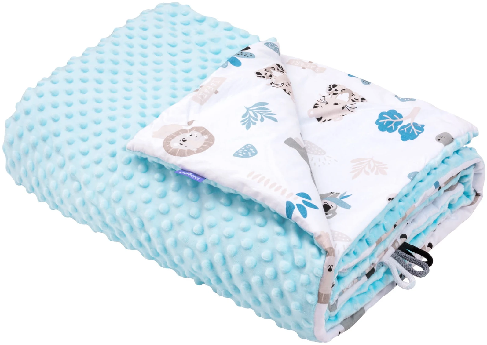 Safari Bleu & Bleu Minky Couverture Pour Enfants 100x140cm – Image 3