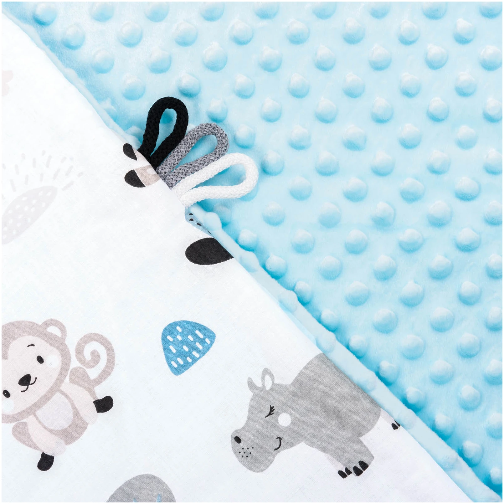 Safari Bleu & Bleu Minky Couverture Pour Enfants 100x140cm – Image 4