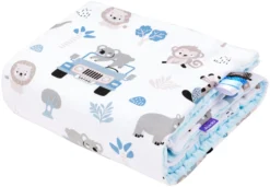 Safari Bleu & Bleu Minky Couverture De Bébé 55x75cm