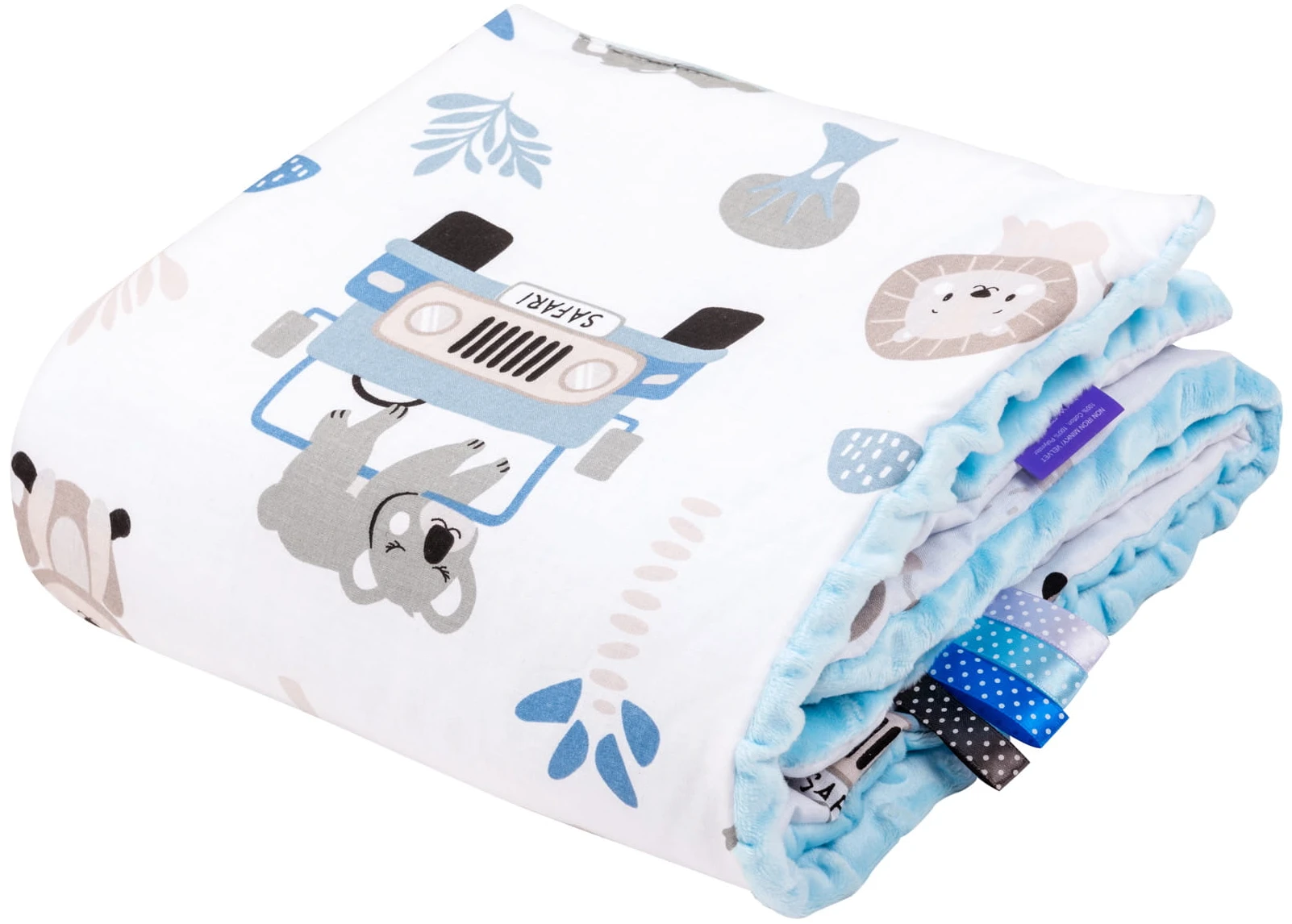 Safari Bleu & Bleu Minky Couverture De Bébé 75x100cm