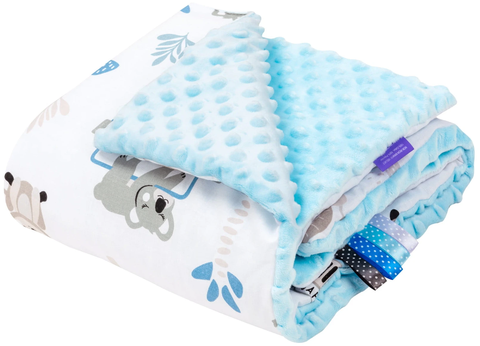 Safari Bleu & Bleu Minky Couverture De Bébé 75x100cm – Image 2