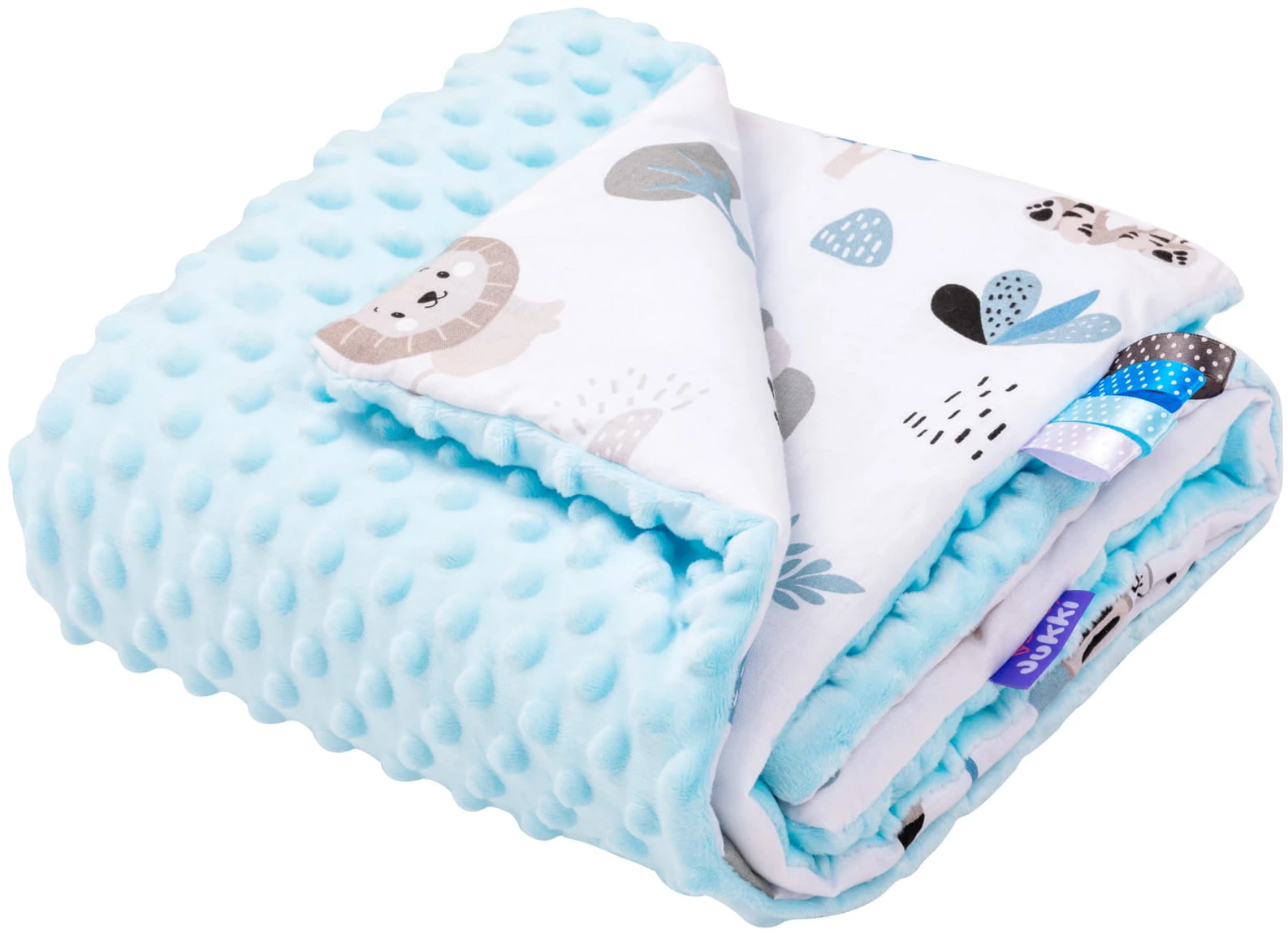 Safari Bleu & Bleu Minky Couverture De Bébé 75x100cm – Image 3