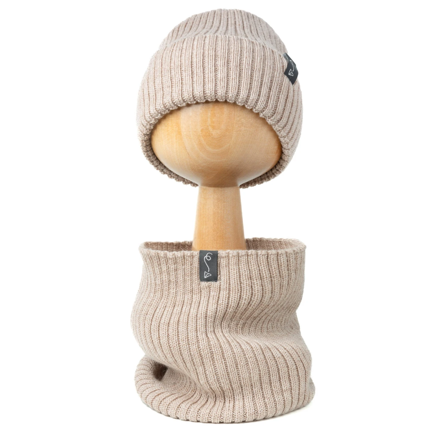 Bonnet En Laine Mérinos – Beige Mélangé – Image 2