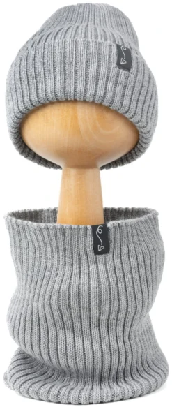 Cache-cou En Laine Mérinos Pour Enfants – Gris Mélangé -Bébés Produits Magasin 4 22