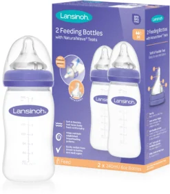LANSINOH Biberon Avec Tétine à Débit Moyen – Natural Wave® – Duo Pack 2 X 240ml