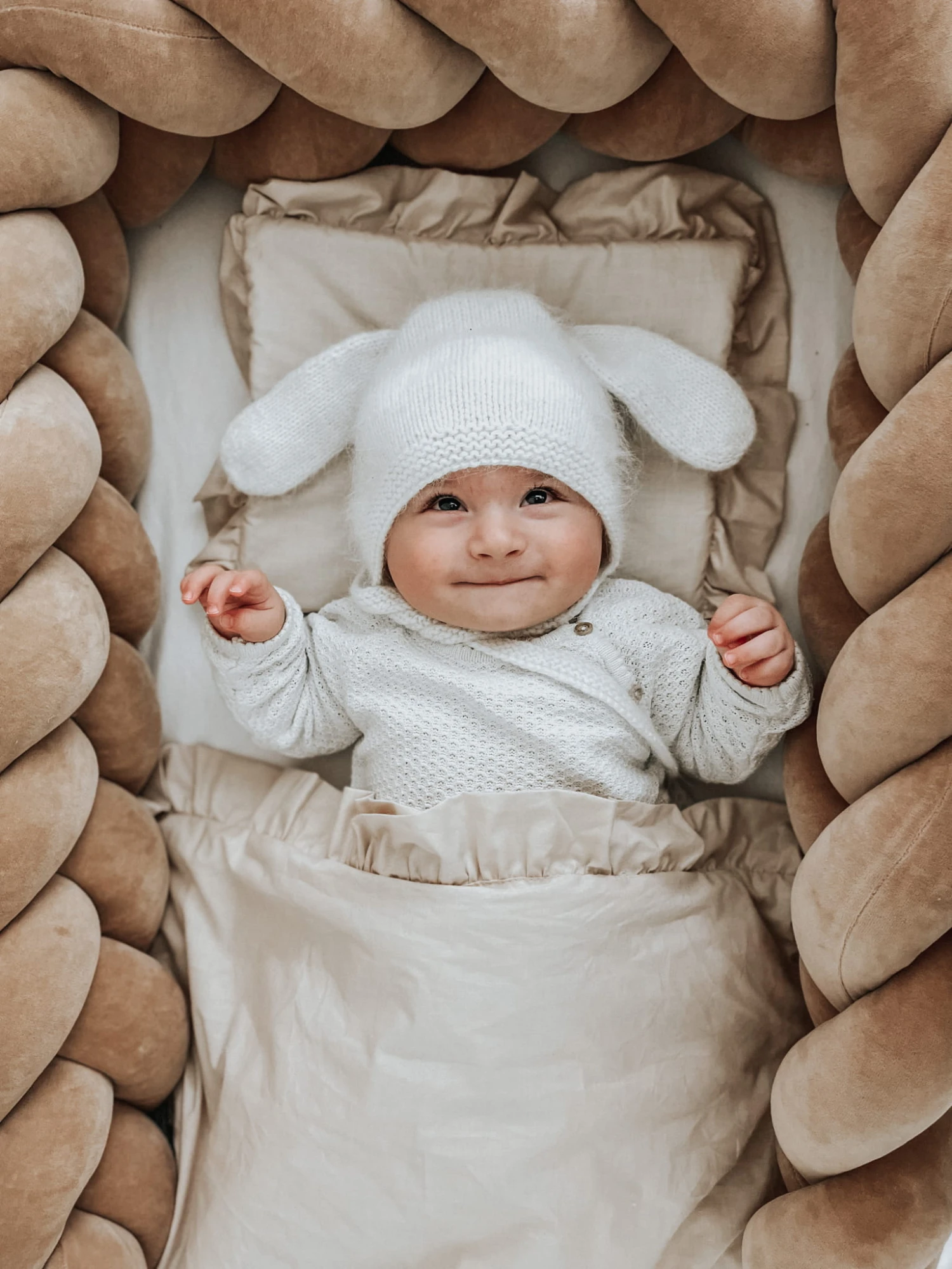 Beige Chaud – Tour De Lit Tressé Pour Lit Bébé – Image 2