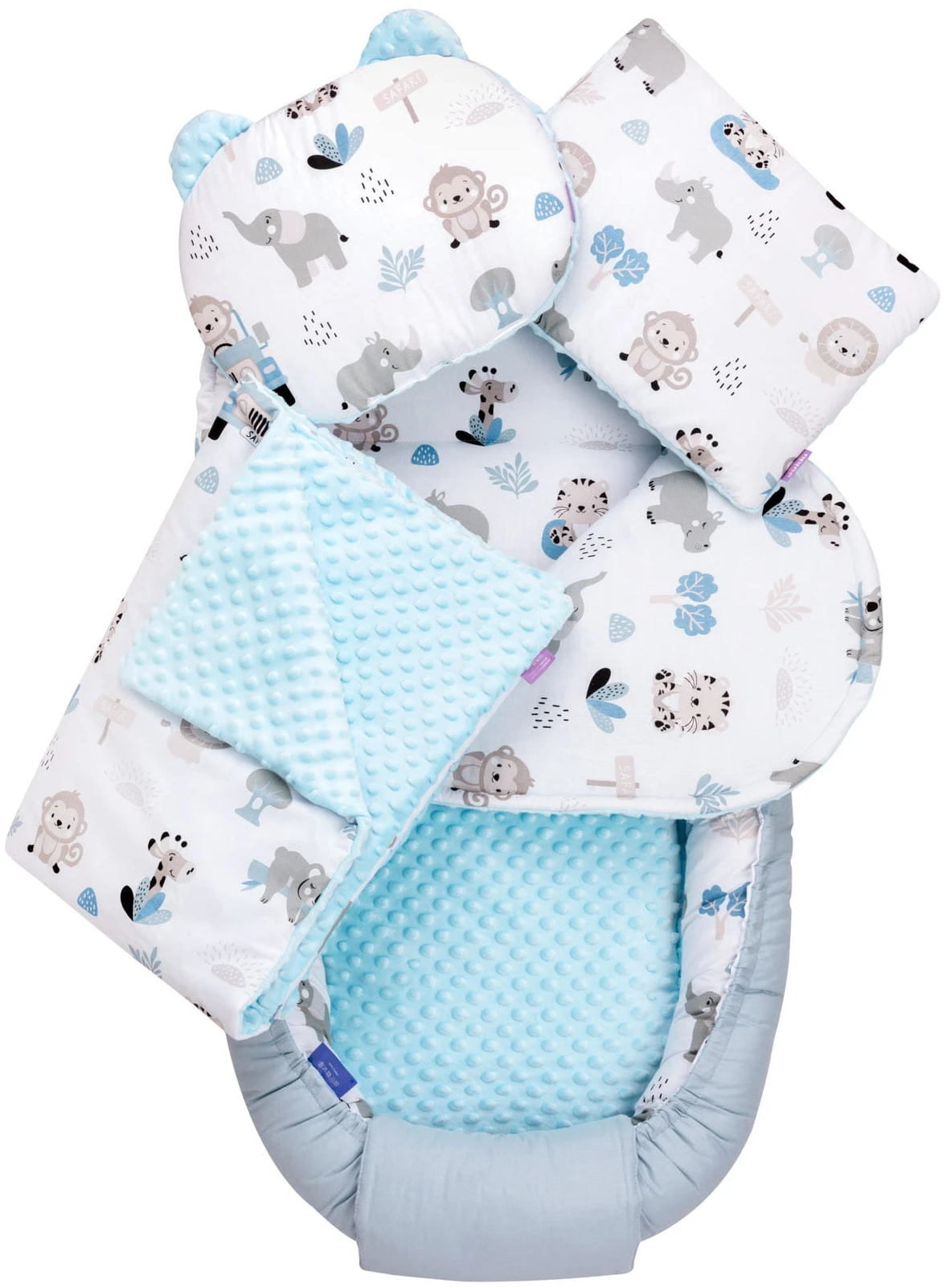 Safari Bleu & Bleu Minky Ensembles De 5 Pièces XXL