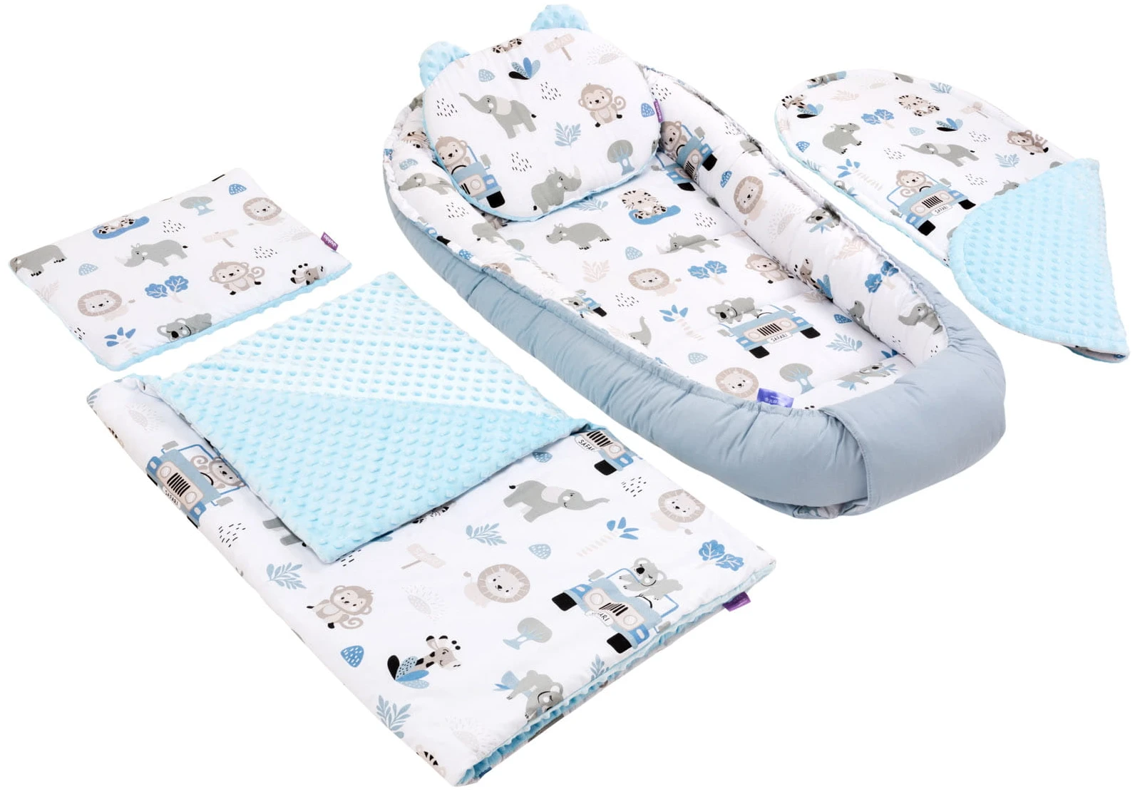 Safari Bleu & Bleu Minky Ensembles De 5 Pièces XXL – Image 2