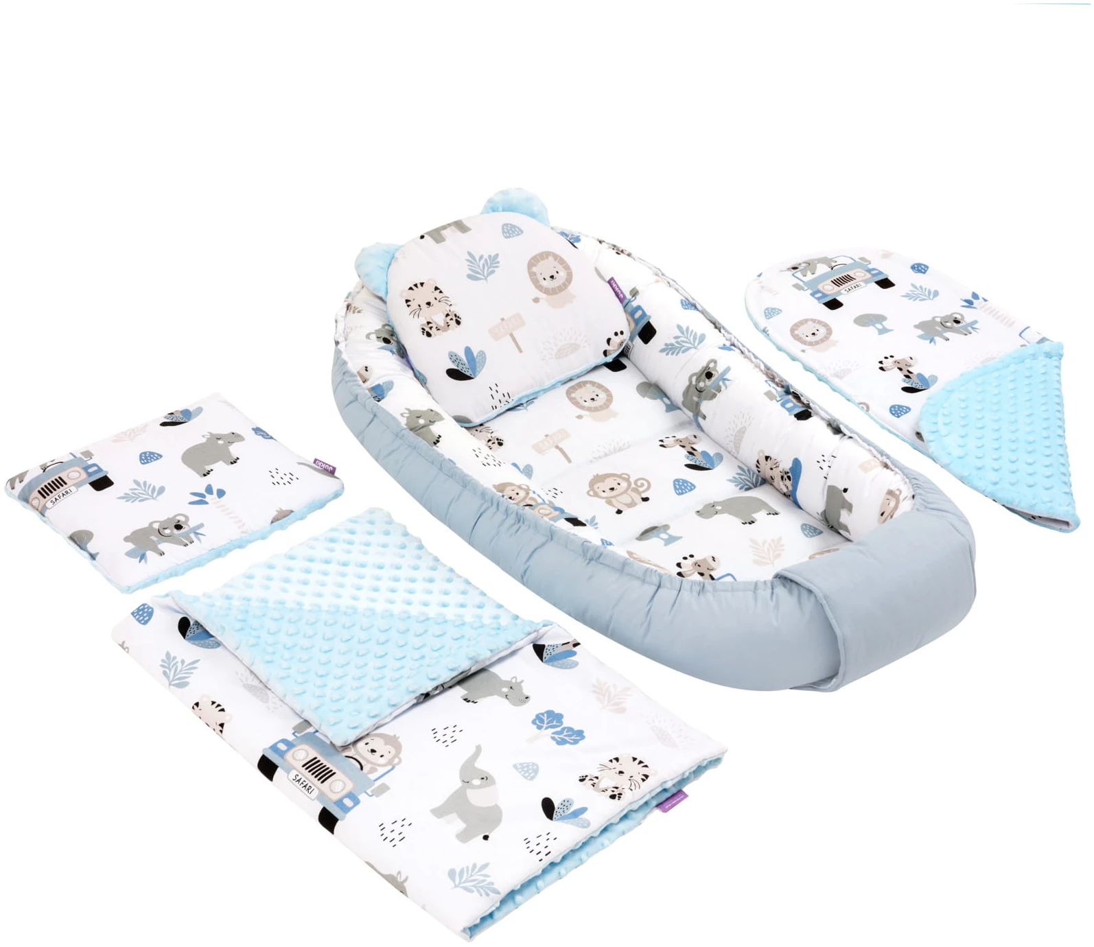 Safari Bleu & Bleu Minky Ensemble De 5 Pièces Confort 2 Safari Bleu & Bleu Minky Ensemble De 5 Pièces Confort – Image 2