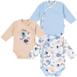 Body Bébé Enveloppe 3 Pièces „Blue Elephants”