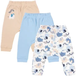 Pantalon De Bébé En Coton, Lot De 3 „Blue Elephants”