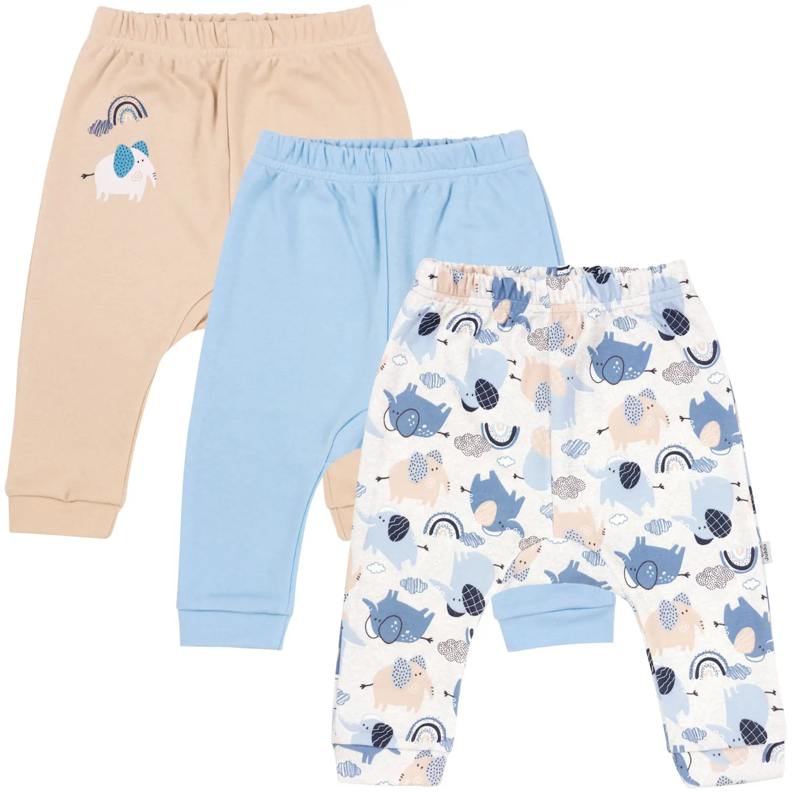 Pantalon De Bébé En Coton, Lot De 3 „Blue Elephants”