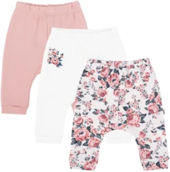 Pantalon De Bébé En Coton, Lot De 3 „Roses”