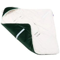 Couverture à Capuche Avec Oreilles Pour Siège De Voiture – Peluche écru Et Velours Vert Bouteille -Bébés Produits Magasin jukki car seat blankets velvet butelkowa zielen 03 1