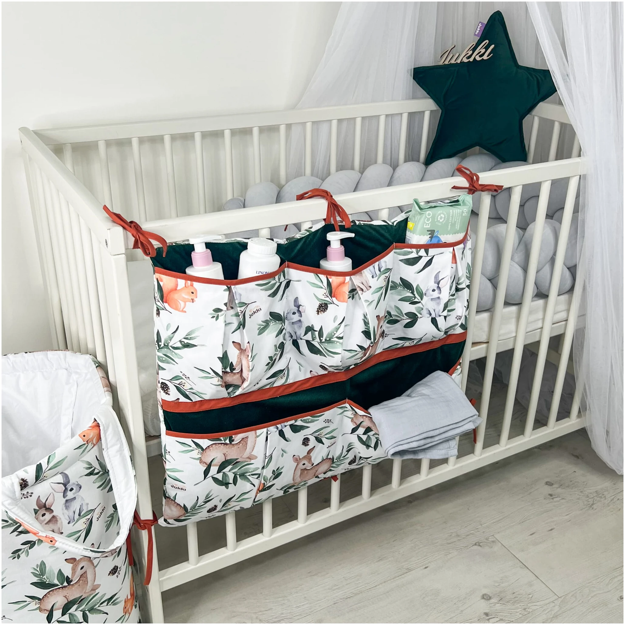 Histoire De La Forêt & Velours Vert Organisateur De Lit Bébé – Image 3