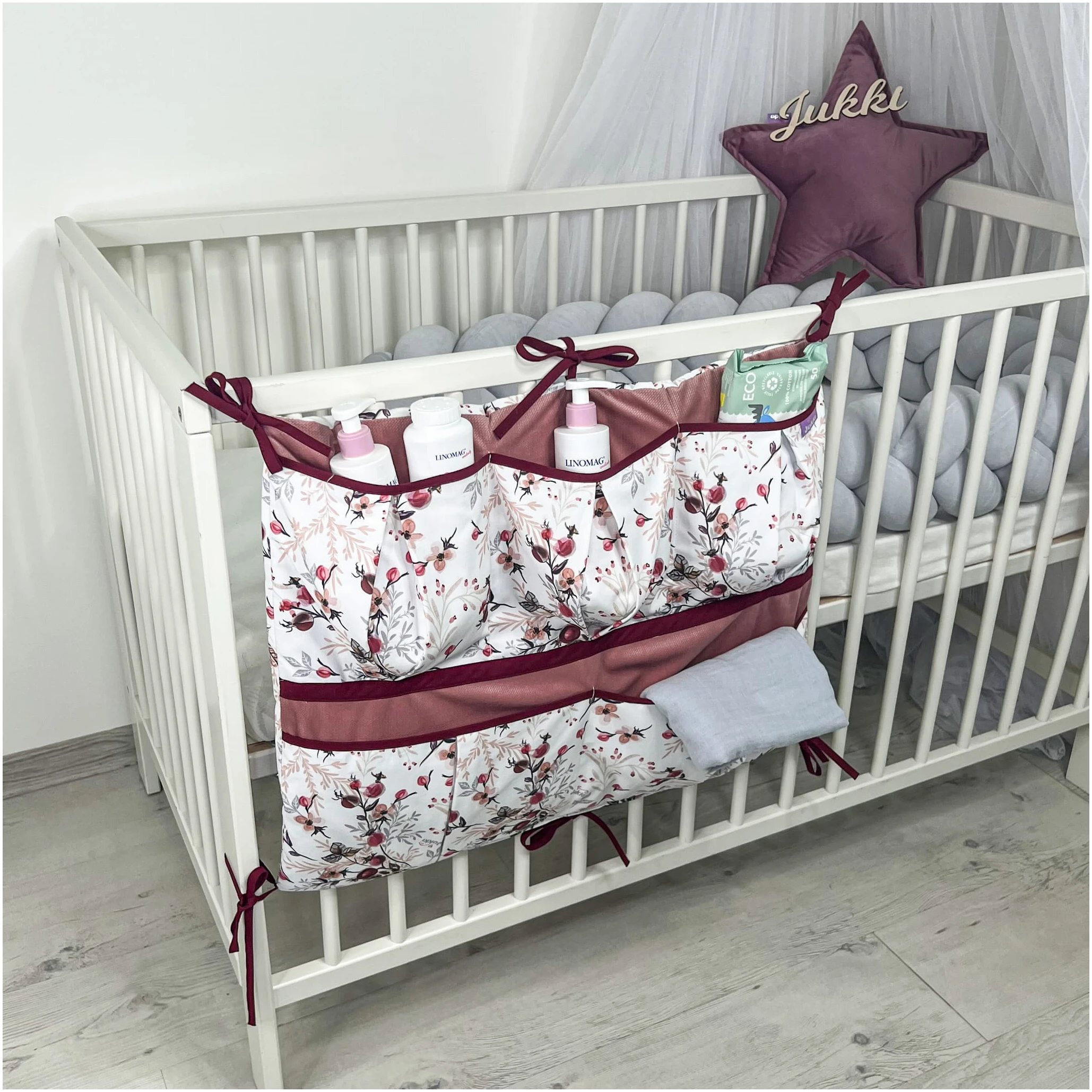 Rose Royale & Velours Rose Indien Organisateur De Lit Bébé – Image 3