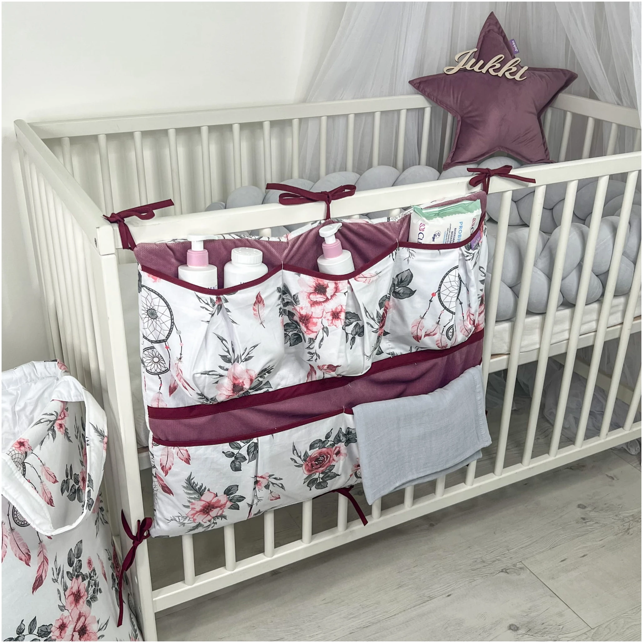 Rêve D’été & Velours Vieux Rose Organisateur De Lit Bébé – Image 3