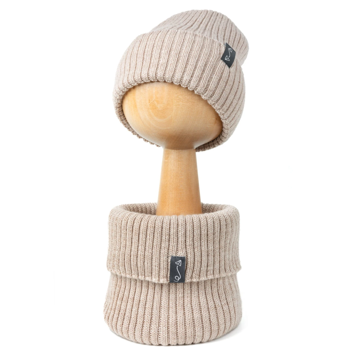 Bonnet En Laine Mérinos – Beige Mélangé – Image 4