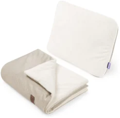 Ensemble De Poussette – Couverture Et Oreiller – Ecru Plush & Ecru Velvet