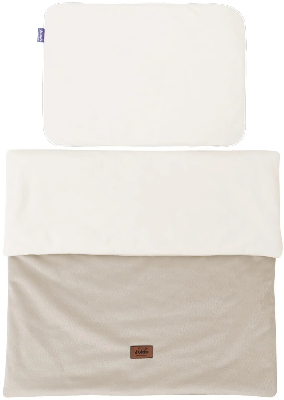 Ensemble De Poussette – Couverture Et Oreiller – Ecru Plush & Ecru Velvet – Image 2