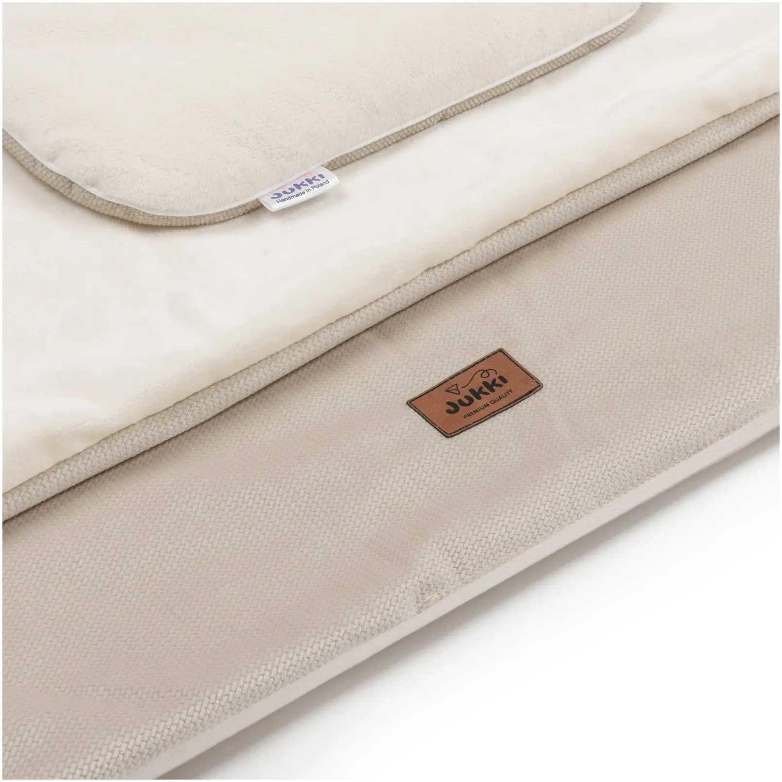 Ensemble De Poussette – Couverture Et Oreiller – Ecru Plush & Ecru Velvet – Image 4