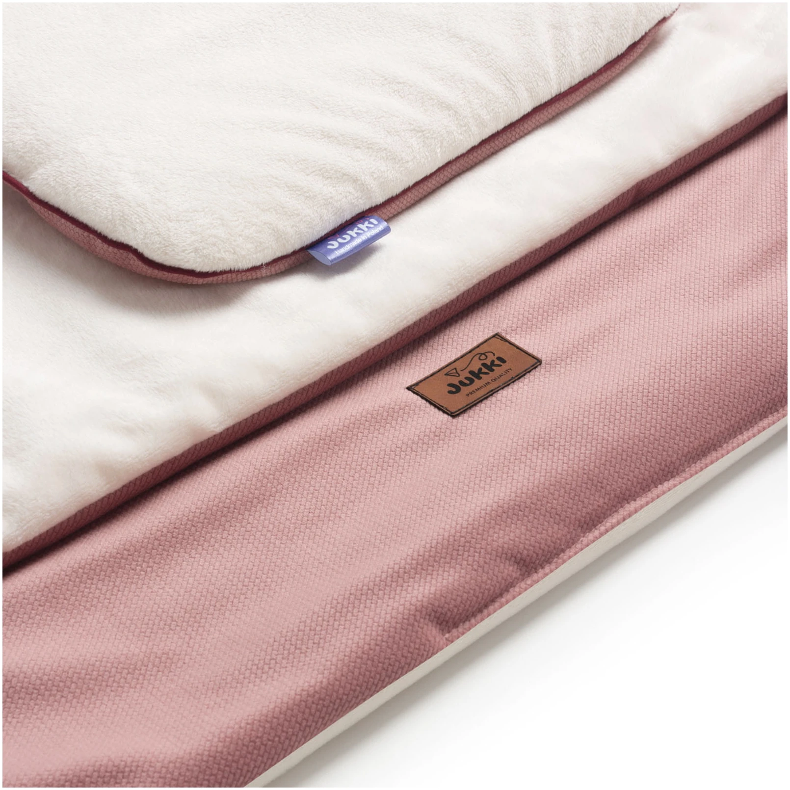 Ensemble De Poussette – Couverture Et Oreiller – Écru Peluche & Rose Indien Velours – Image 4