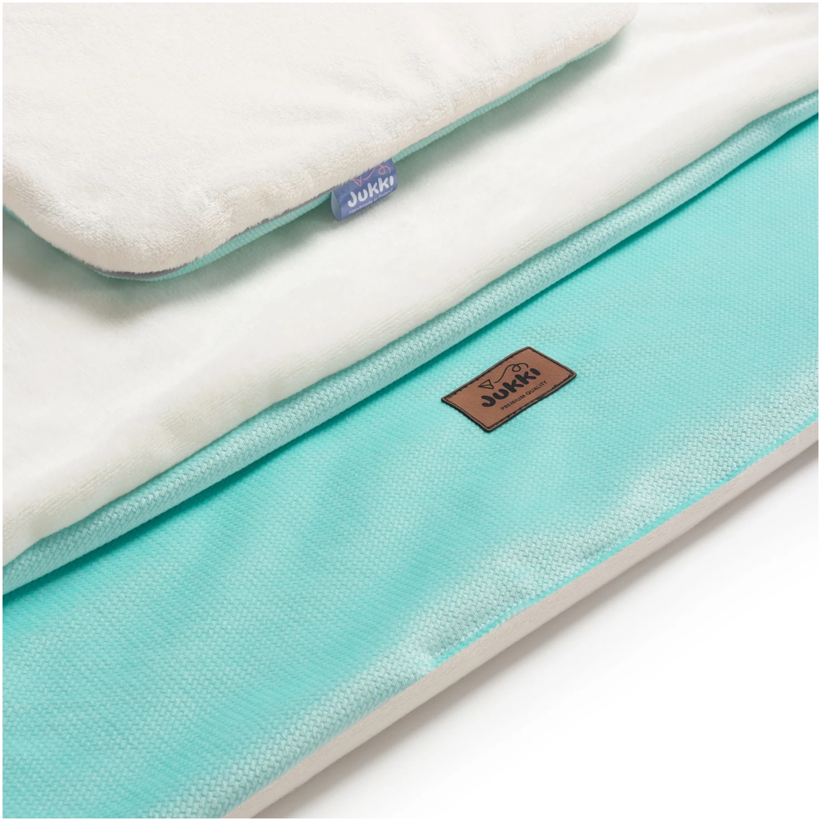 Ensemble De Poussette – Couverture Et Oreiller – Écru Peluche & Menthe Velours – Image 4