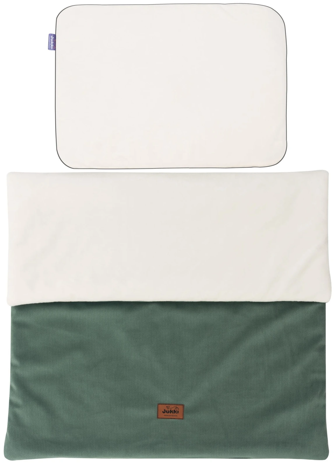 Ensemble De Poussette – Couverture Et Oreiller – Écru Peluche & Olive Velours – Image 2