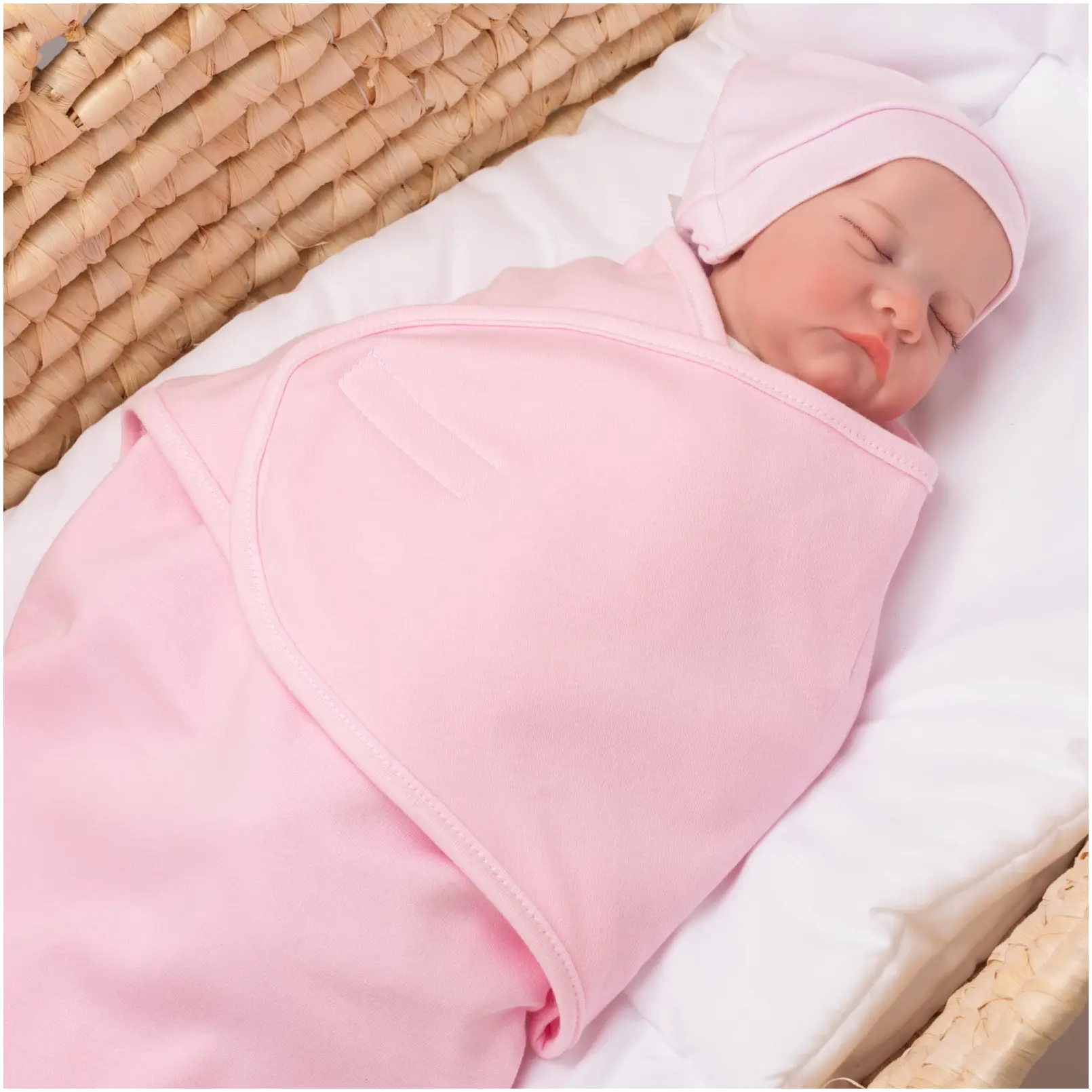 Couverture D’emmaillotage Pour Nouveau-né – Pastel Pink – Image 2