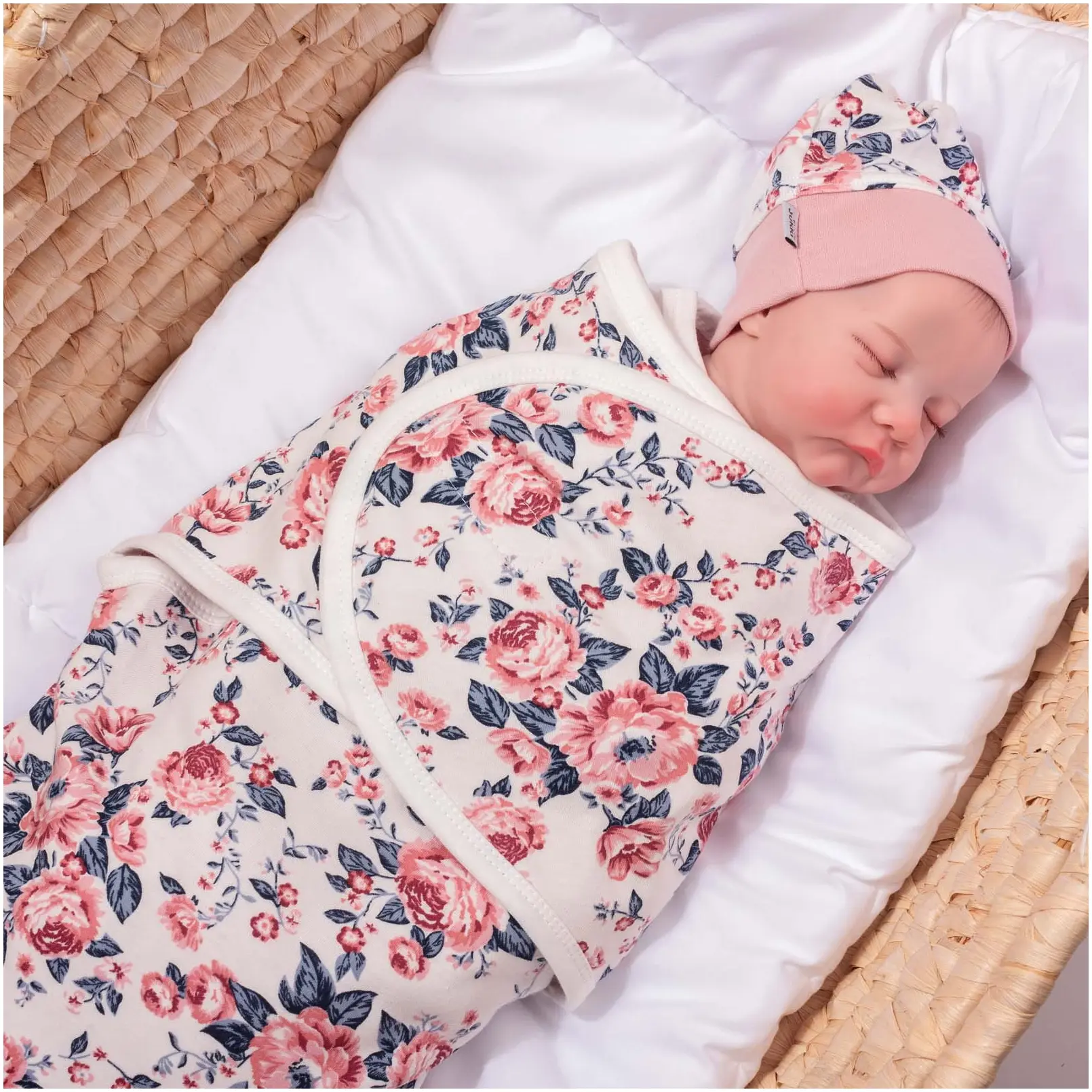 Couverture D’emmaillotage Pour Nouveau-né – Roses – Image 2