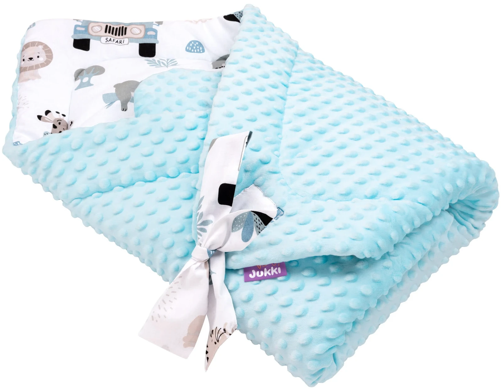 Safari Bleu & Bleu Minky Couverture D’emmaillotage – Image 2