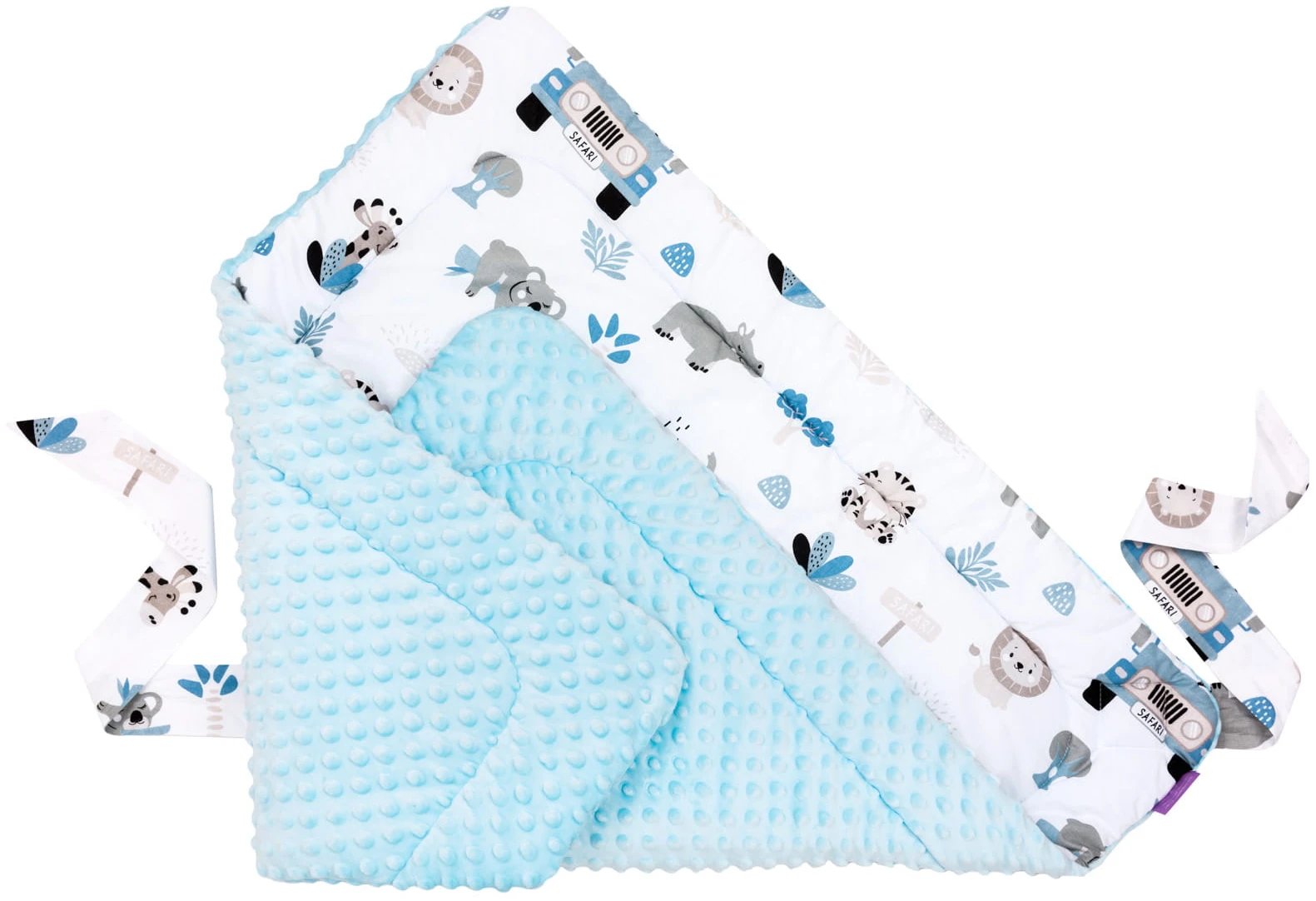 Safari Bleu & Bleu Minky Couverture D’emmaillotage – Image 4
