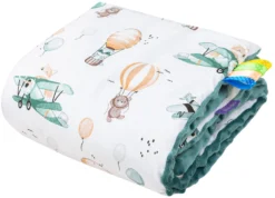 Voyage En Ballon & Minky D’émeraude Couverture De Bébé 55x75cm