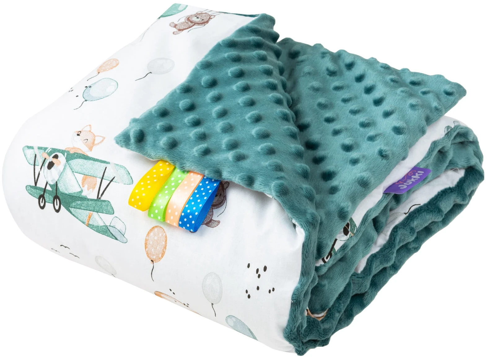 Voyage En Ballon & Minky D’émeraude Couverture De Bébé 55x75cm – Image 2