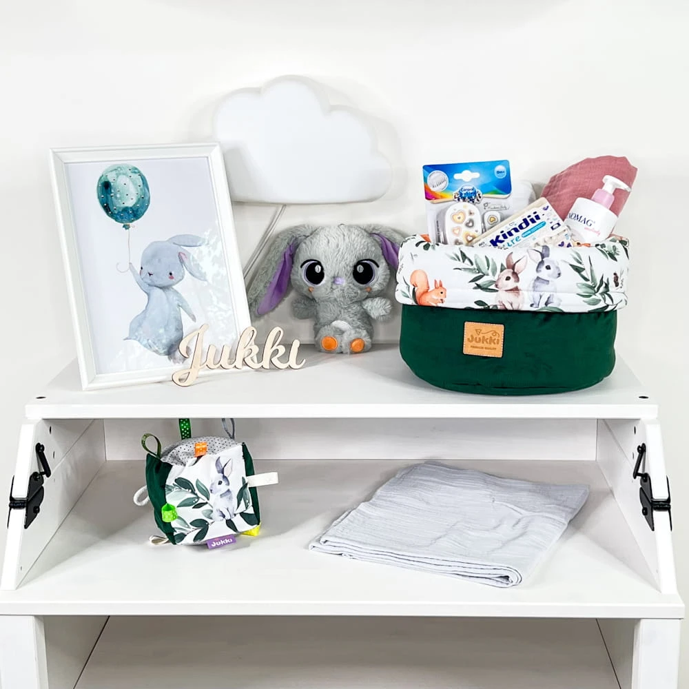 Histoire De La Forêt & Velours Vert Panier Souple Pour Ranger Les Couches, Les Cosmétiques Et Les Accessoires Pour Bébé – Image 6